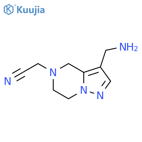 2-3-(aminomethyl)-4H,5H,6H,7H-pyrazolo1,5-apyrazin-5-ylacetonitrile structure