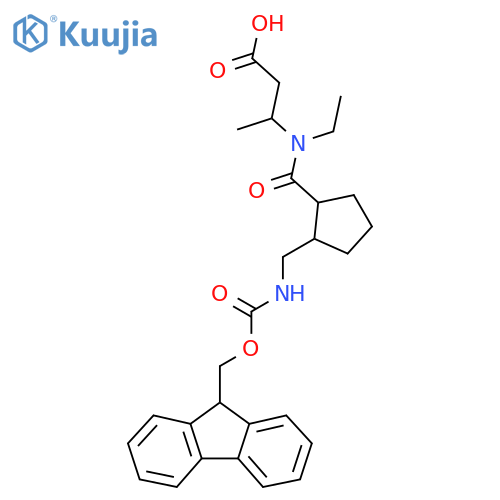 3-(N-ethyl-1-{2-({(9H-fluoren-9-yl)methoxycarbonyl}amino)methylcyclopentyl}formamido)butanoic acid structure