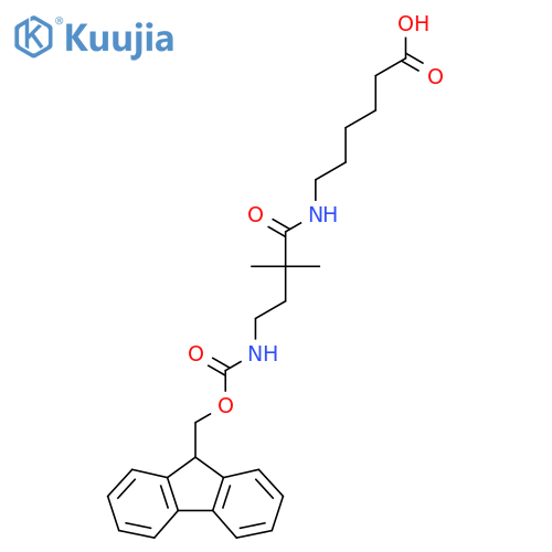 6-4-({(9H-fluoren-9-yl)methoxycarbonyl}amino)-2,2-dimethylbutanamidohexanoic acid structure