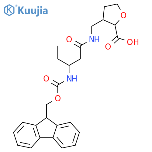 3-{3-({(9H-fluoren-9-yl)methoxycarbonyl}amino)pentanamidomethyl}oxolane-2-carboxylic acid structure