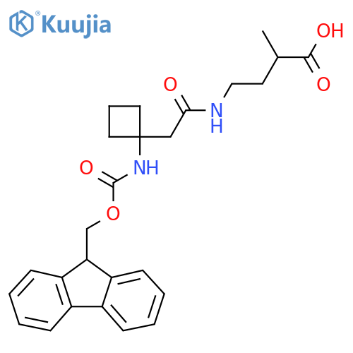 4-{2-1-({(9H-fluoren-9-yl)methoxycarbonyl}amino)cyclobutylacetamido}-2-methylbutanoic acid structure