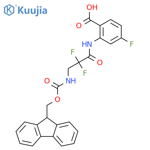 2-3-({(9H-fluoren-9-yl)methoxycarbonyl}amino)-2,2-difluoropropanamido-4-fluorobenzoic acid structure