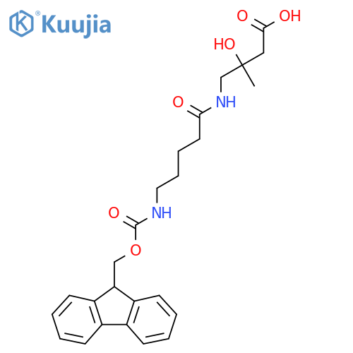 4-5-({(9H-fluoren-9-yl)methoxycarbonyl}amino)pentanamido-3-hydroxy-3-methylbutanoic acid structure