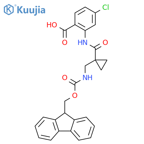 4-chloro-2-{1-({(9H-fluoren-9-yl)methoxycarbonyl}amino)methylcyclopropaneamido}benzoic acid structure