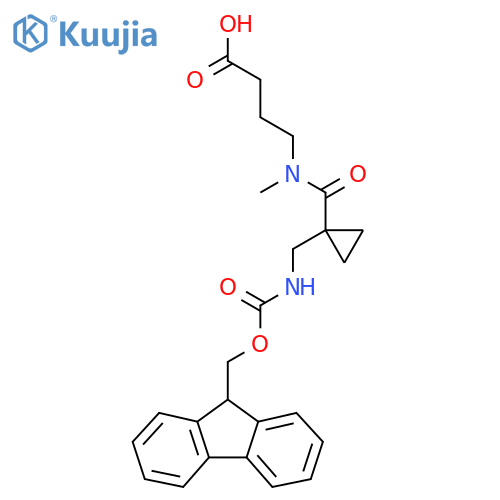 4-(1-{1-({(9H-fluoren-9-yl)methoxycarbonyl}amino)methylcyclopropyl}-N-methylformamido)butanoic acid structure