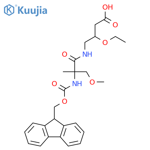 3-ethoxy-4-2-({(9H-fluoren-9-yl)methoxycarbonyl}amino)-2-(methoxymethyl)propanamidobutanoic acid structure
