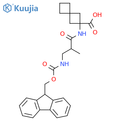2-3-({(9H-fluoren-9-yl)methoxycarbonyl}amino)-2-methylpropanamidospiro3.3heptane-2-carboxylic acid structure