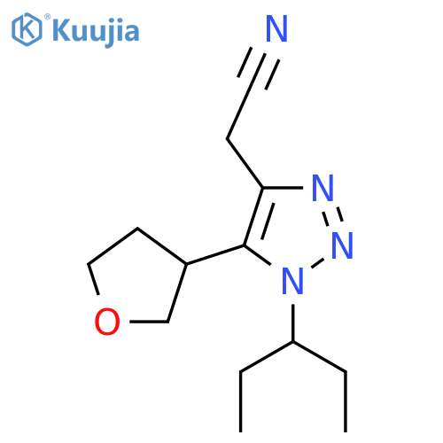 2-5-(oxolan-3-yl)-1-(pentan-3-yl)-1H-1,2,3-triazol-4-ylacetonitrile structure