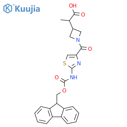 2-{1-2-({(9H-fluoren-9-yl)methoxycarbonyl}amino)-1,3-thiazole-4-carbonylazetidin-3-yl}propanoic acid structure