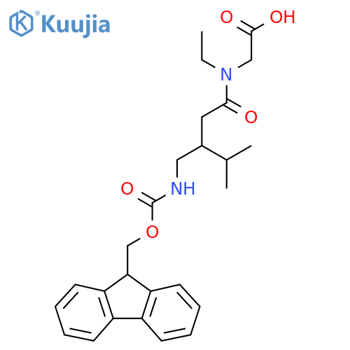 2-{N-ethyl-3-({(9H-fluoren-9-yl)methoxycarbonyl}amino)methyl-4-methylpentanamido}acetic acid structure