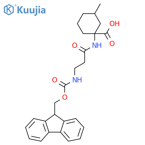 1-3-({(9H-fluoren-9-yl)methoxycarbonyl}amino)propanamido-3-methylcyclohexane-1-carboxylic acid structure