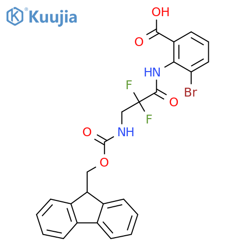 3-bromo-2-3-({(9H-fluoren-9-yl)methoxycarbonyl}amino)-2,2-difluoropropanamidobenzoic acid structure