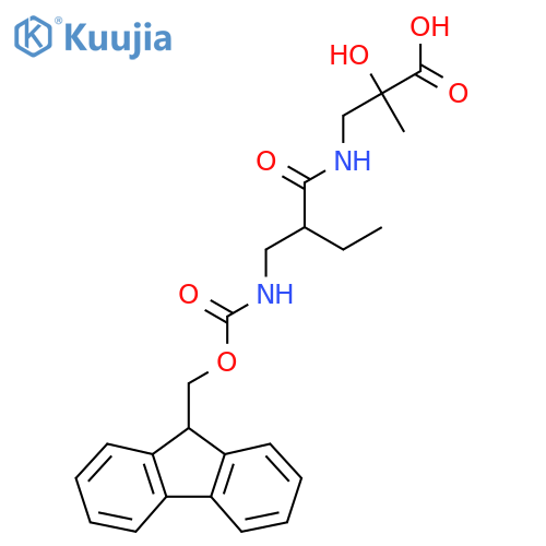 3-{2-({(9H-fluoren-9-yl)methoxycarbonyl}amino)methylbutanamido}-2-hydroxy-2-methylpropanoic acid structure