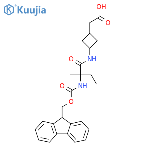 2-{3-2-({(9H-fluoren-9-yl)methoxycarbonyl}amino)-2-methylbutanamidocyclobutyl}acetic acid structure