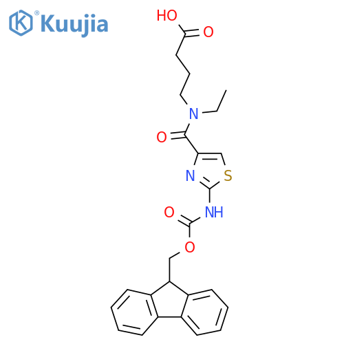 4-{N-ethyl-1-2-({(9H-fluoren-9-yl)methoxycarbonyl}amino)-1,3-thiazol-4-ylformamido}butanoic acid structure