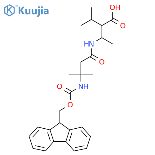 3-3-({(9H-fluoren-9-yl)methoxycarbonyl}amino)-3-methylbutanamido-2-(propan-2-yl)butanoic acid structure