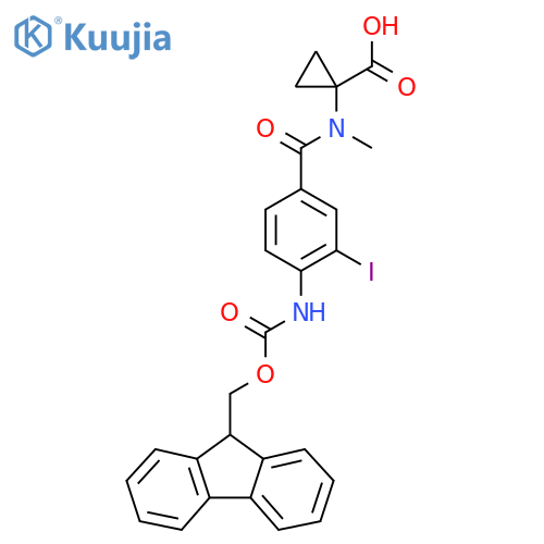 1-N-methyl4-({(9H-fluoren-9-yl)methoxycarbonyl}amino)-3-iodobenzamidocyclopropane-1-carboxylic acid structure