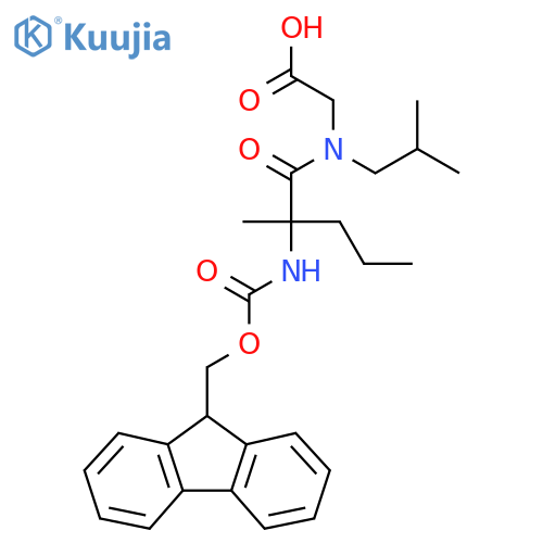 2-2-({(9H-fluoren-9-yl)methoxycarbonyl}amino)-2-methyl-N-(2-methylpropyl)pentanamidoacetic acid structure