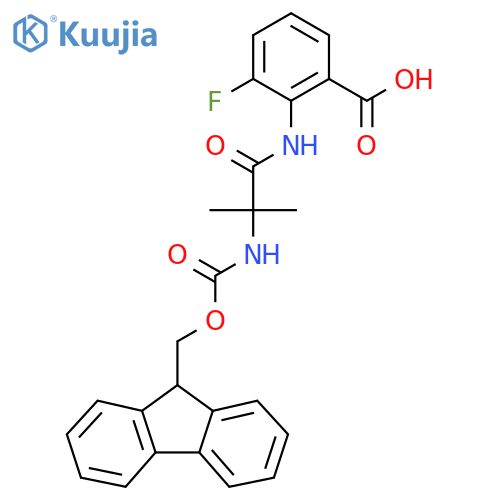 2-2-({(9H-fluoren-9-yl)methoxycarbonyl}amino)-2-methylpropanamido-3-fluorobenzoic acid structure
