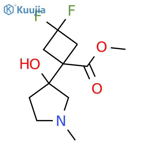 Methyl 3,3-difluoro-1-(3-hydroxy-1-methylpyrrolidin-3-yl)cyclobutane-1-carboxylate structure