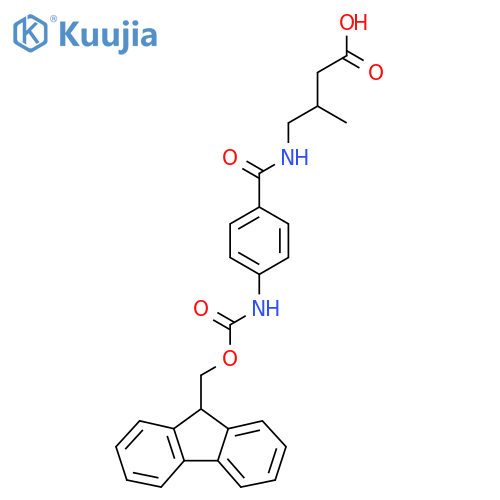 4-{4-({(9H-fluoren-9-yl)methoxycarbonyl}amino)phenylformamido}-3-methylbutanoic acid structure