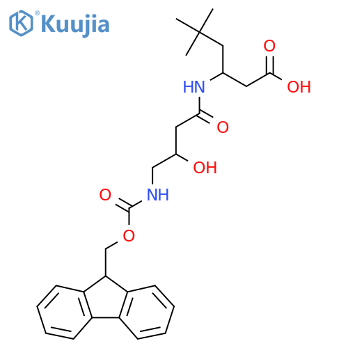 3-4-({(9H-fluoren-9-yl)methoxycarbonyl}amino)-3-hydroxybutanamido-5,5-dimethylhexanoic acid structure