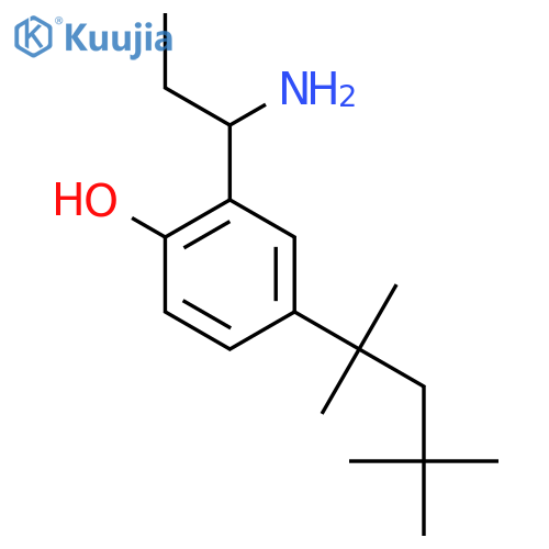2-(1-aminopropyl)-4-(2,4,4-trimethylpentan-2-yl)phenol structure