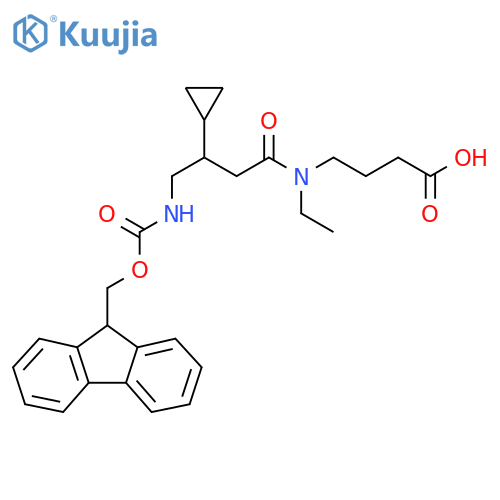 4-3-cyclopropyl-N-ethyl-4-({(9H-fluoren-9-yl)methoxycarbonyl}amino)butanamidobutanoic acid structure