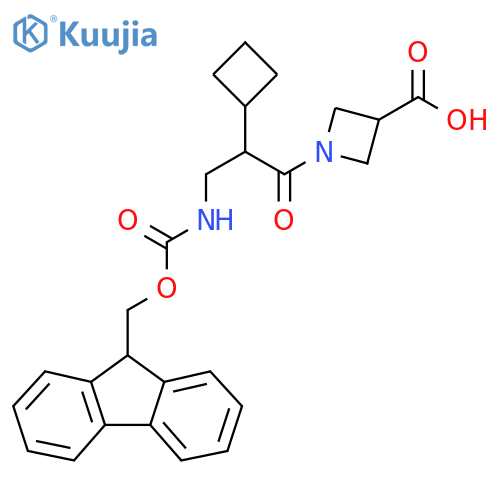 1-2-cyclobutyl-3-({(9H-fluoren-9-yl)methoxycarbonyl}amino)propanoylazetidine-3-carboxylic acid structure