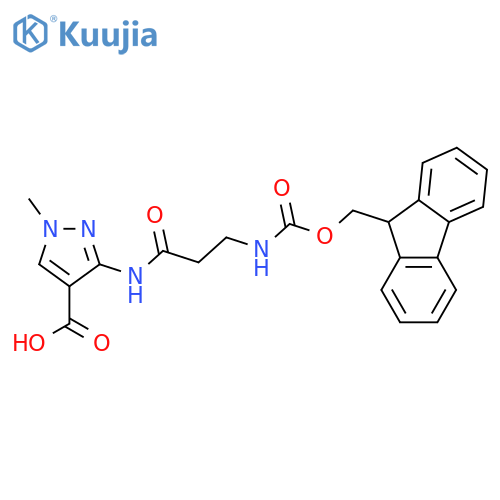 3-3-({(9H-fluoren-9-yl)methoxycarbonyl}amino)propanamido-1-methyl-1H-pyrazole-4-carboxylic acid structure