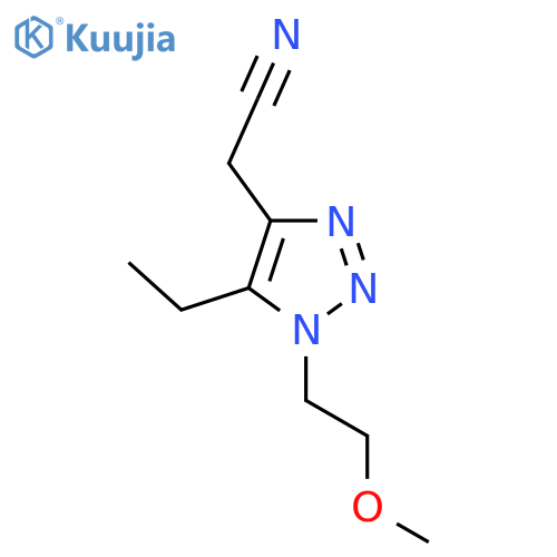 2-5-ethyl-1-(2-methoxyethyl)-1H-1,2,3-triazol-4-ylacetonitrile structure