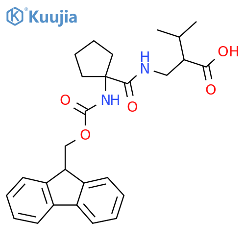 2-({1-({(9H-fluoren-9-yl)methoxycarbonyl}amino)cyclopentylformamido}methyl)-3-methylbutanoic acid structure