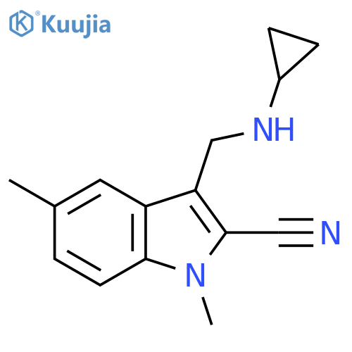 3-(cyclopropylamino)methyl-1,5-dimethyl-1H-indole-2-carbonitrile structure