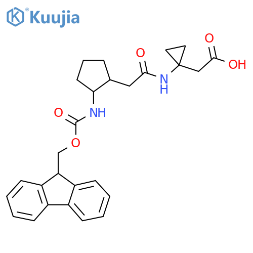 2-(1-{2-2-({(9H-fluoren-9-yl)methoxycarbonyl}amino)cyclopentylacetamido}cyclopropyl)acetic acid structure