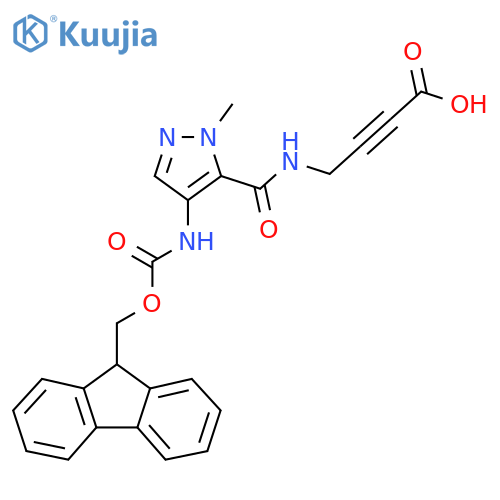 4-{4-({(9H-fluoren-9-yl)methoxycarbonyl}amino)-1-methyl-1H-pyrazol-5-ylformamido}but-2-ynoic acid structure