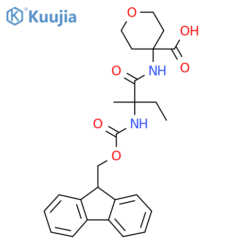 4-2-({(9H-fluoren-9-yl)methoxycarbonyl}amino)-2-methylbutanamidooxane-4-carboxylic acid structure