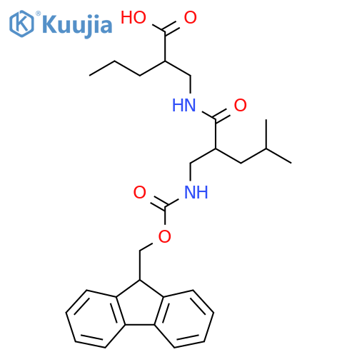 2-({2-({(9H-fluoren-9-yl)methoxycarbonyl}amino)methyl-4-methylpentanamido}methyl)pentanoic acid structure