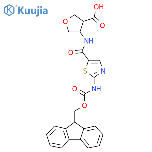4-2-({(9H-fluoren-9-yl)methoxycarbonyl}amino)-1,3-thiazole-5-amidooxolane-3-carboxylic acid structure