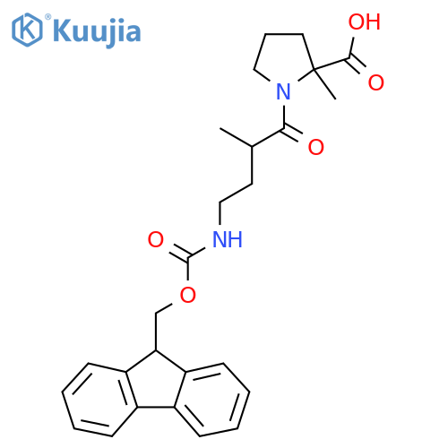1-4-({(9H-fluoren-9-yl)methoxycarbonyl}amino)-2-methylbutanoyl-2-methylpyrrolidine-2-carboxylic acid structure
