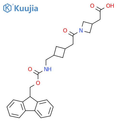 2-1-(2-{3-({(9H-fluoren-9-yl)methoxycarbonyl}amino)methylcyclobutyl}acetyl)azetidin-3-ylacetic acid structure