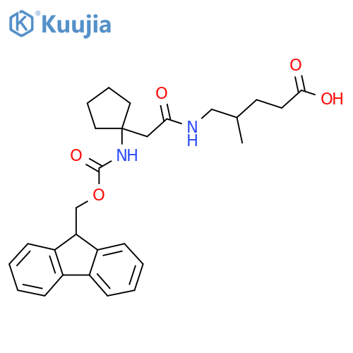 5-{2-1-({(9H-fluoren-9-yl)methoxycarbonyl}amino)cyclopentylacetamido}-4-methylpentanoic acid structure