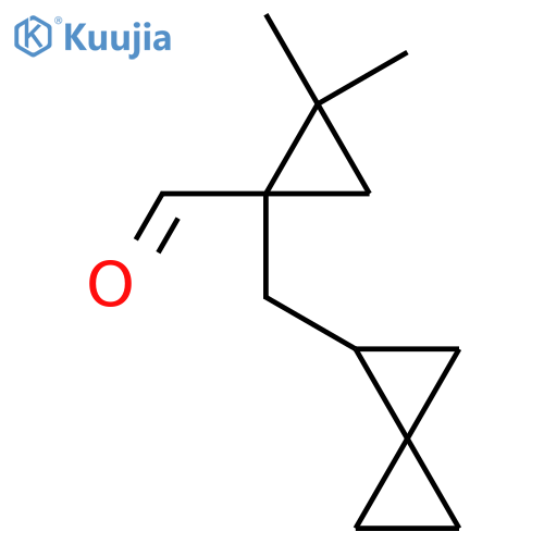 2,2-dimethyl-1-({spiro2.2pentan-1-yl}methyl)cyclopropane-1-carbaldehyde structure