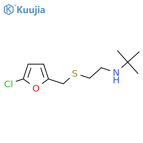 tert-butyl(2-{(5-chlorofuran-2-yl)methylsulfanyl}ethyl)amine structure
