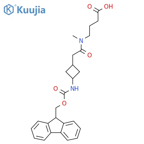 4-{2-3-({(9H-fluoren-9-yl)methoxycarbonyl}amino)cyclobutyl-N-methylacetamido}butanoic acid structure