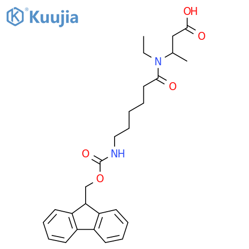 3-N-ethyl-6-({(9H-fluoren-9-yl)methoxycarbonyl}amino)hexanamidobutanoic acid structure