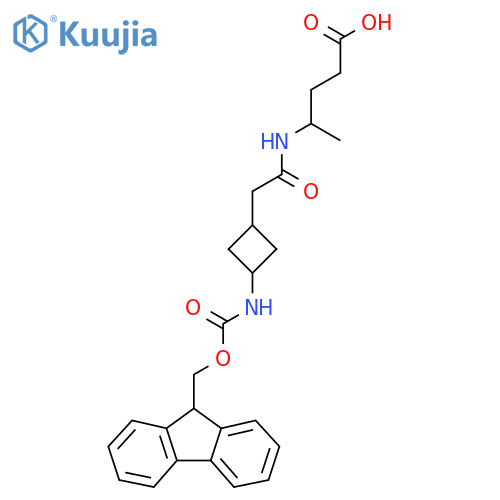 4-{2-3-({(9H-fluoren-9-yl)methoxycarbonyl}amino)cyclobutylacetamido}pentanoic acid structure