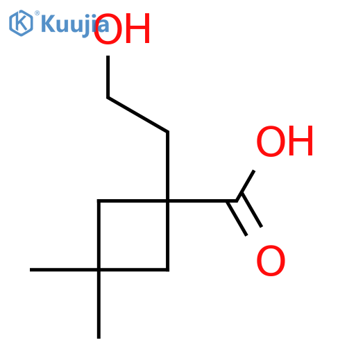 1-(2-hydroxyethyl)-3,3-dimethylcyclobutane-1-carboxylic acid structure
