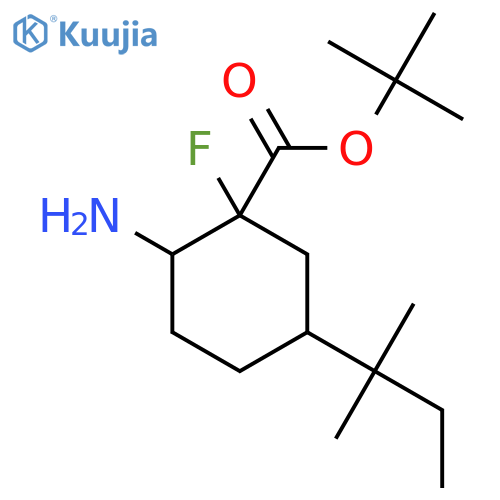 tert-butyl 2-amino-1-fluoro-5-(2-methylbutan-2-yl)cyclohexane-1-carboxylate structure