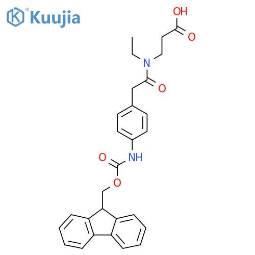 3-{N-ethyl-2-4-({(9H-fluoren-9-yl)methoxycarbonyl}amino)phenylacetamido}propanoic acid structure