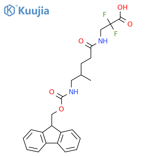 3-5-({(9H-fluoren-9-yl)methoxycarbonyl}amino)-4-methylpentanamido-2,2-difluoropropanoic acid structure